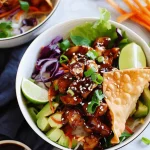 Teriyaki Chicken Wonton Taco Bowls recipe