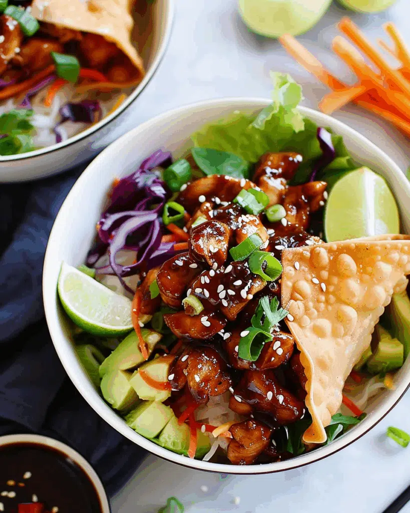 Teriyaki Chicken Wonton Taco Bowls recipe