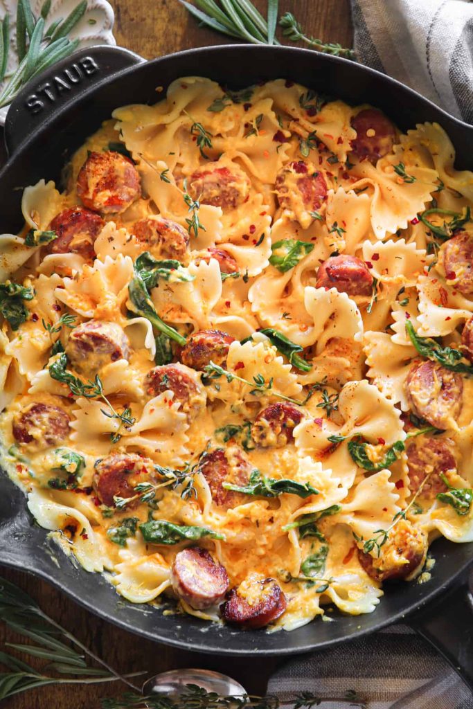 Creamy Autumn Sausage Squash Pasta recipe