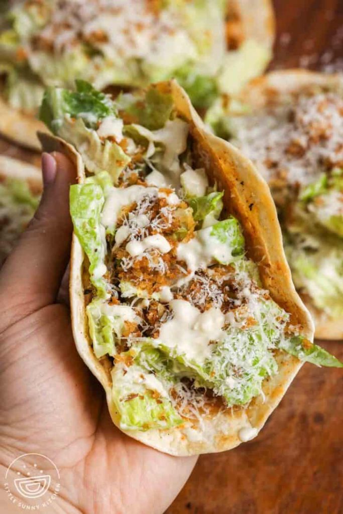 Smash Chicken Caesar Tacos recipe