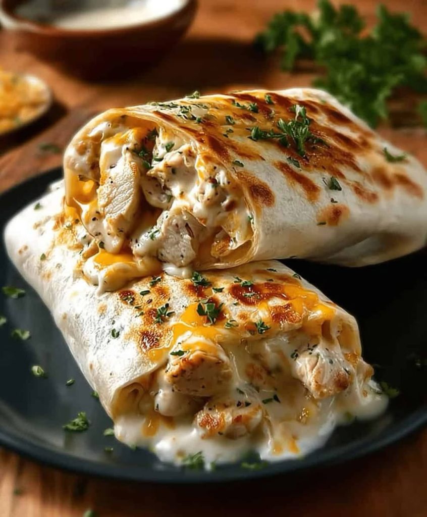 Cheesy Garlic Chicken Wraps