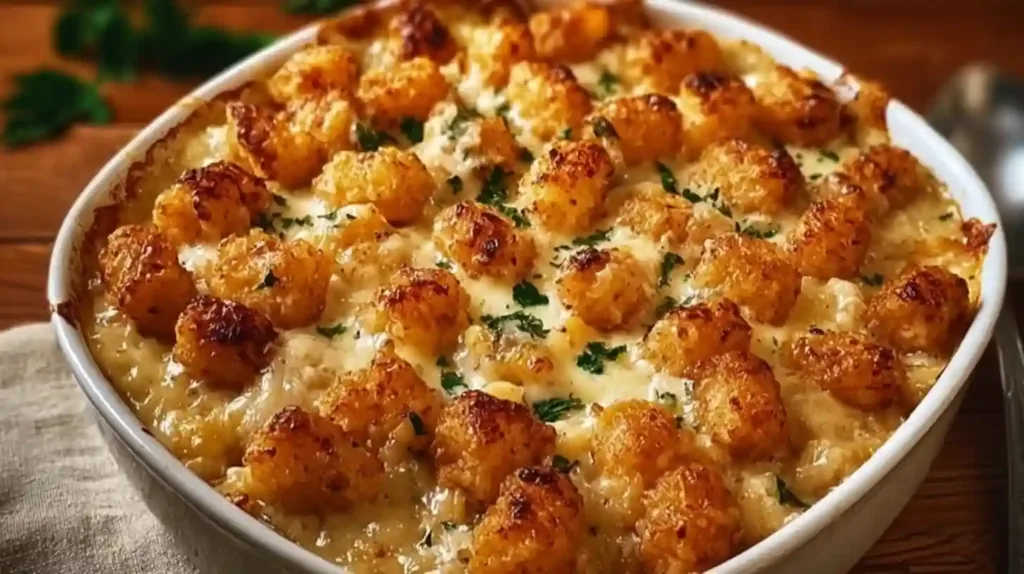 Chicken Alfredo Tater Tot Casserole recipe