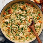 Creamy Chicken Pot Pie Orzo recipe
