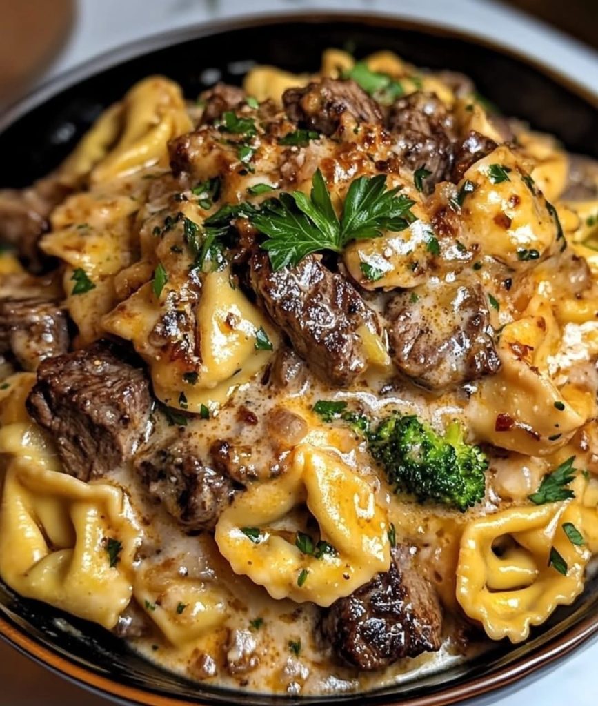 Cracked Garlic Steak Tortellini in Creamhouse Sauce recipe