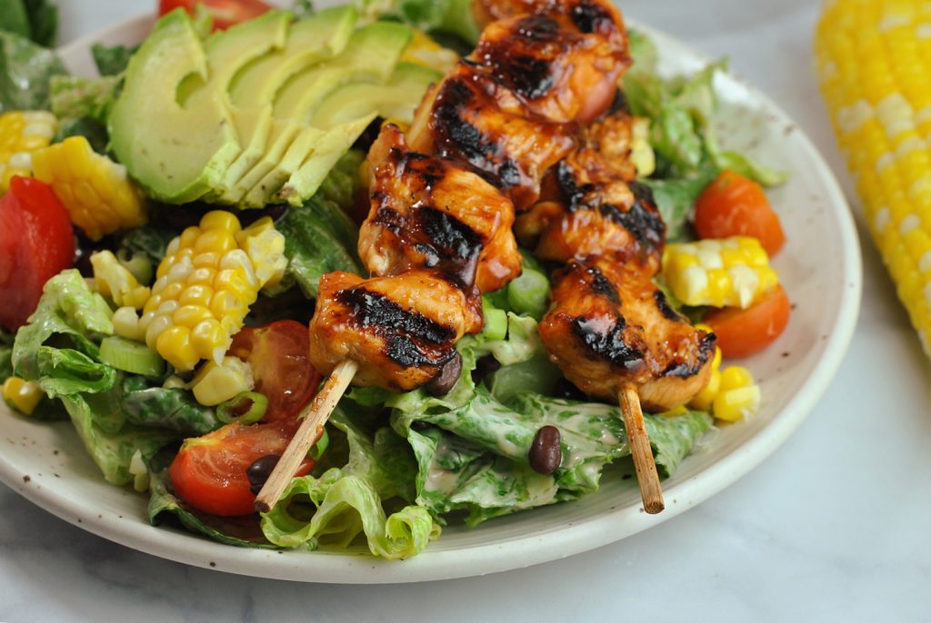 BBQ Chicken Skewer Salad recipe