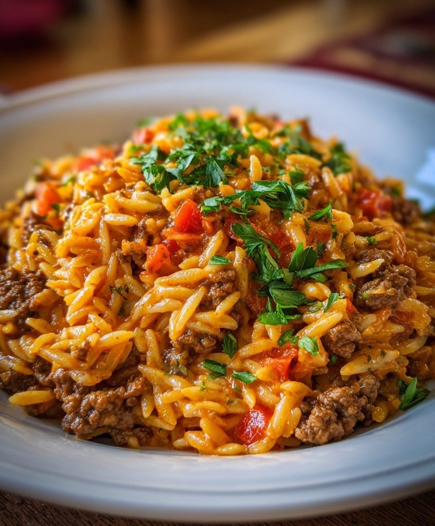 Ground Beef Orzo recipe