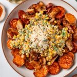 Sheet Pan Buffalo Chicken and Sweet Potato Bowls