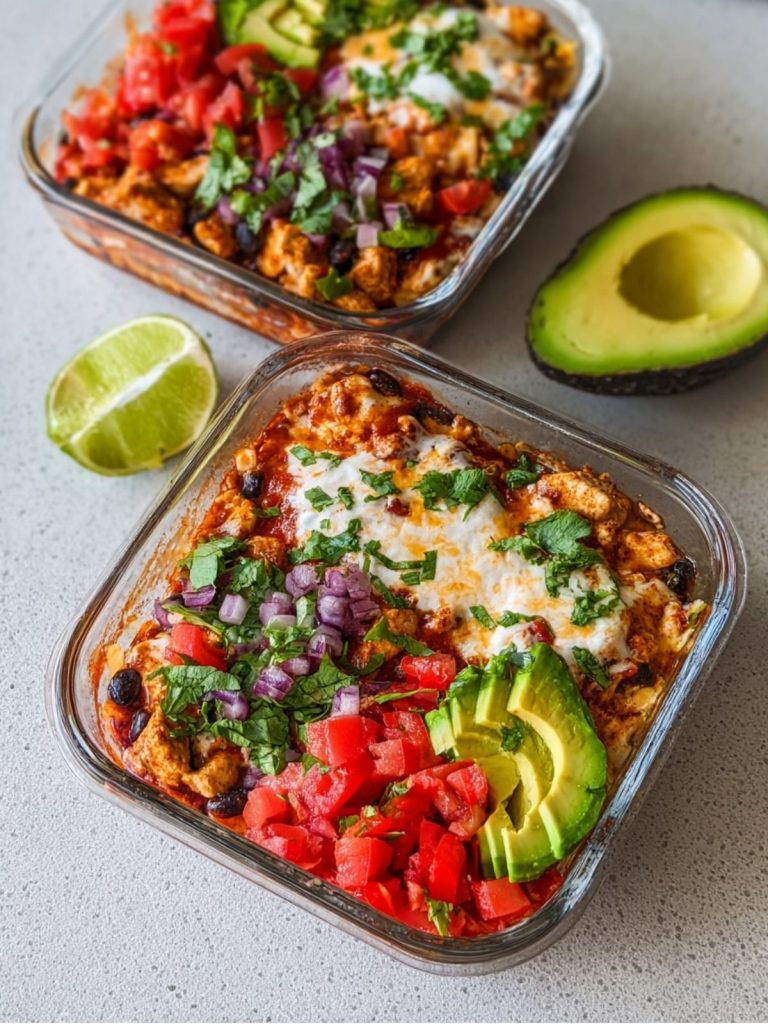 High Protein Chicken Enchilada Bowls recipe