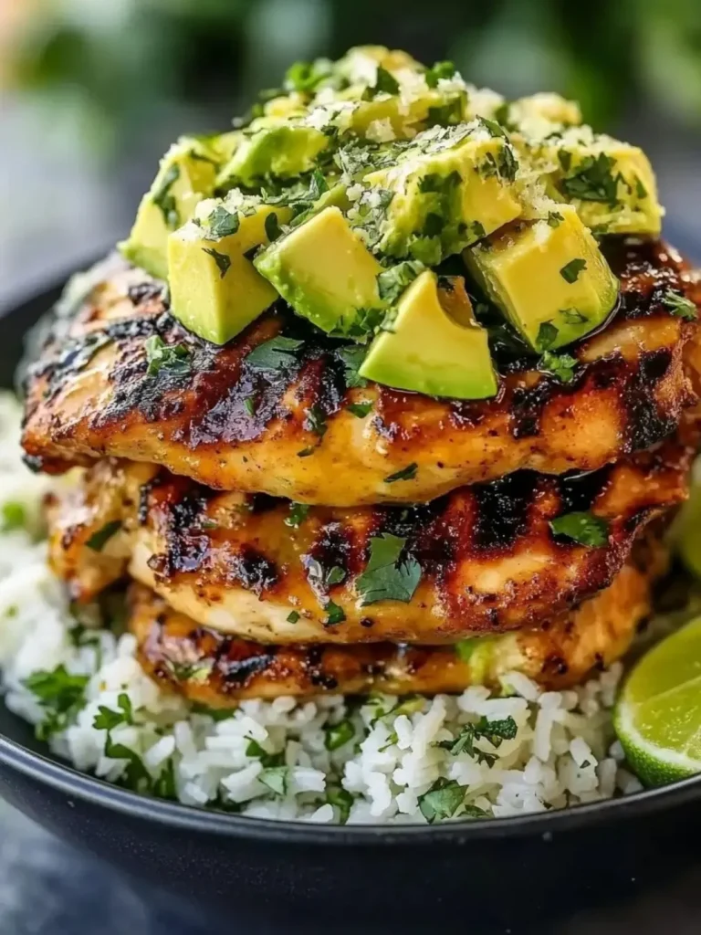 Honey Lime Chicken Avocado Rice Stack recipe