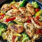 Lemon Chicken Veggie Orzo Stir Fry