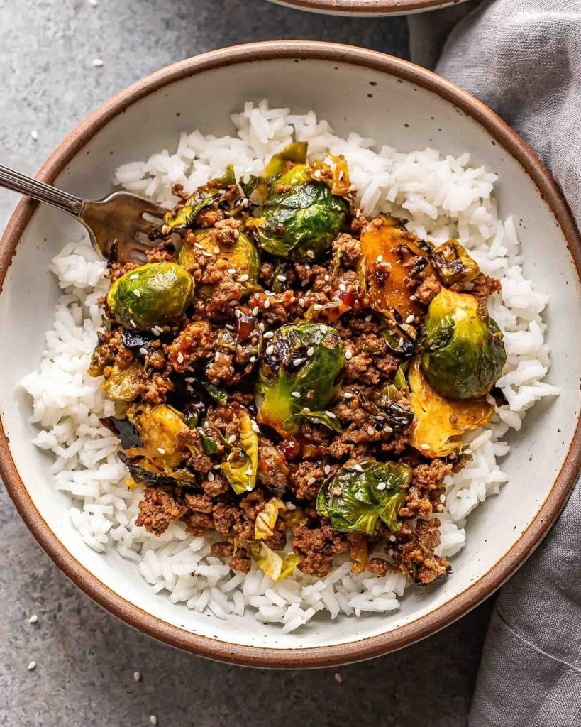 Sweet Chili Chicken Brussels Sprouts recipe