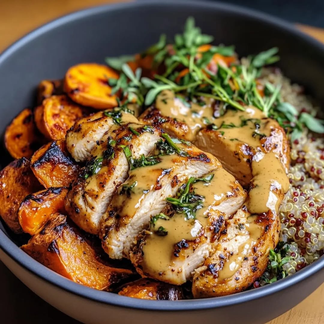 Maple Dijon Chicken Sweet Potato Bowls recipe