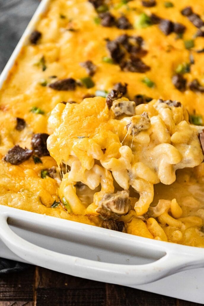 Philly Cheesesteak Mac and Cheese recipe