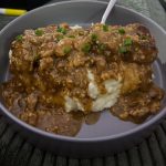 Salisbury Steak Meatballs with Garlic Herb Mashed Potatoes