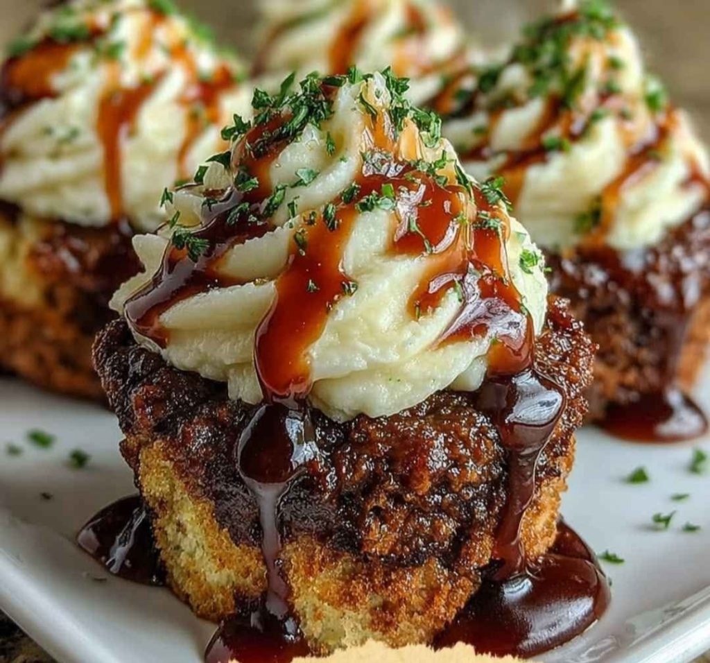 Smoky Bourbon BBQ Bacon Wrapped Meatloaf Cupcakes recipe