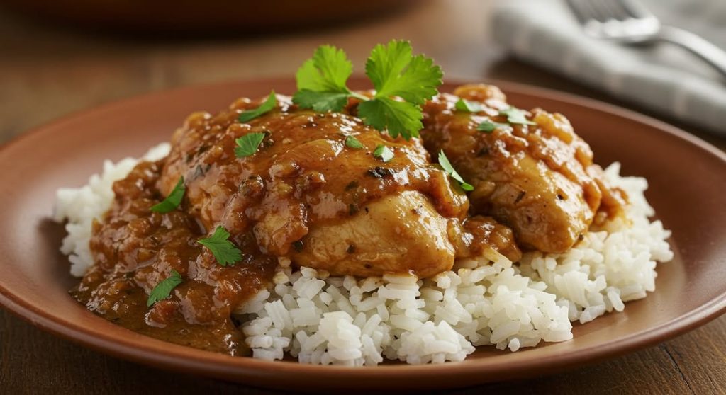 Smothered Chicken and Rice recipe