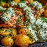 Spicy Yogurt Marinated Chicken with Dill Feta Cream recipe