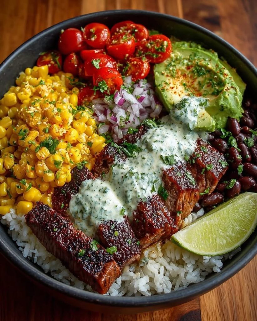 Steak Avocado Corn Bowl recipe