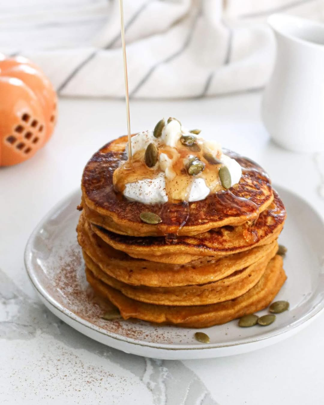 Pumpkin Spice Cottage Cheese Pancakes recipe