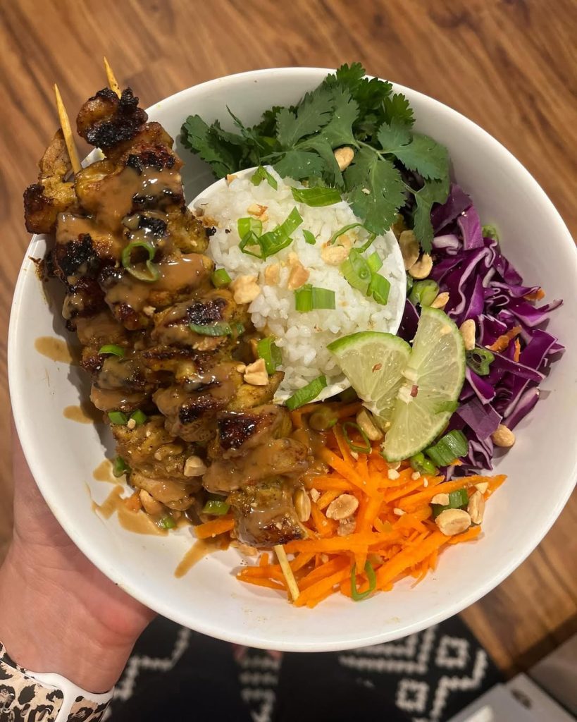 Chicken Satay Spring Roll Bowls recipe
