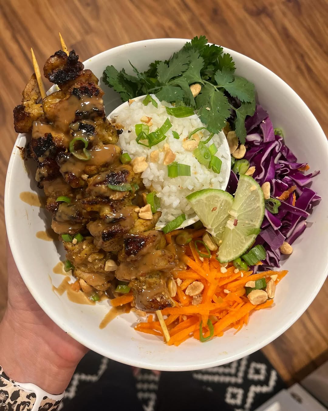 Chicken Satay Spring Roll Bowls recipe