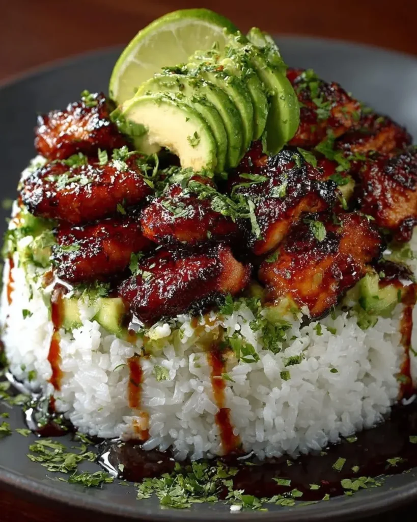 Cilantro Lime Chicken with Avocado and Jasmine Rice recipe