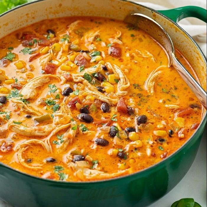 High Protein Chicken Enchilada Soup recipe